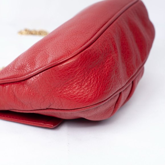 Authentic Fendi Red Leather Fendista Pochette Crossbody Bag - Picture 5 of 11